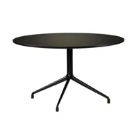 hay - table aat 20 plateau linoléum ø110cm - noir/plateau de table linoléum/avec rebord en contreplaqué noir/h 73cm / ø 110cm